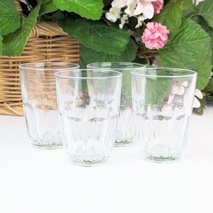 Set of 4 Clear Faceted Glass Vintage Shot Glasses Stirrup Cups Vintage Barware